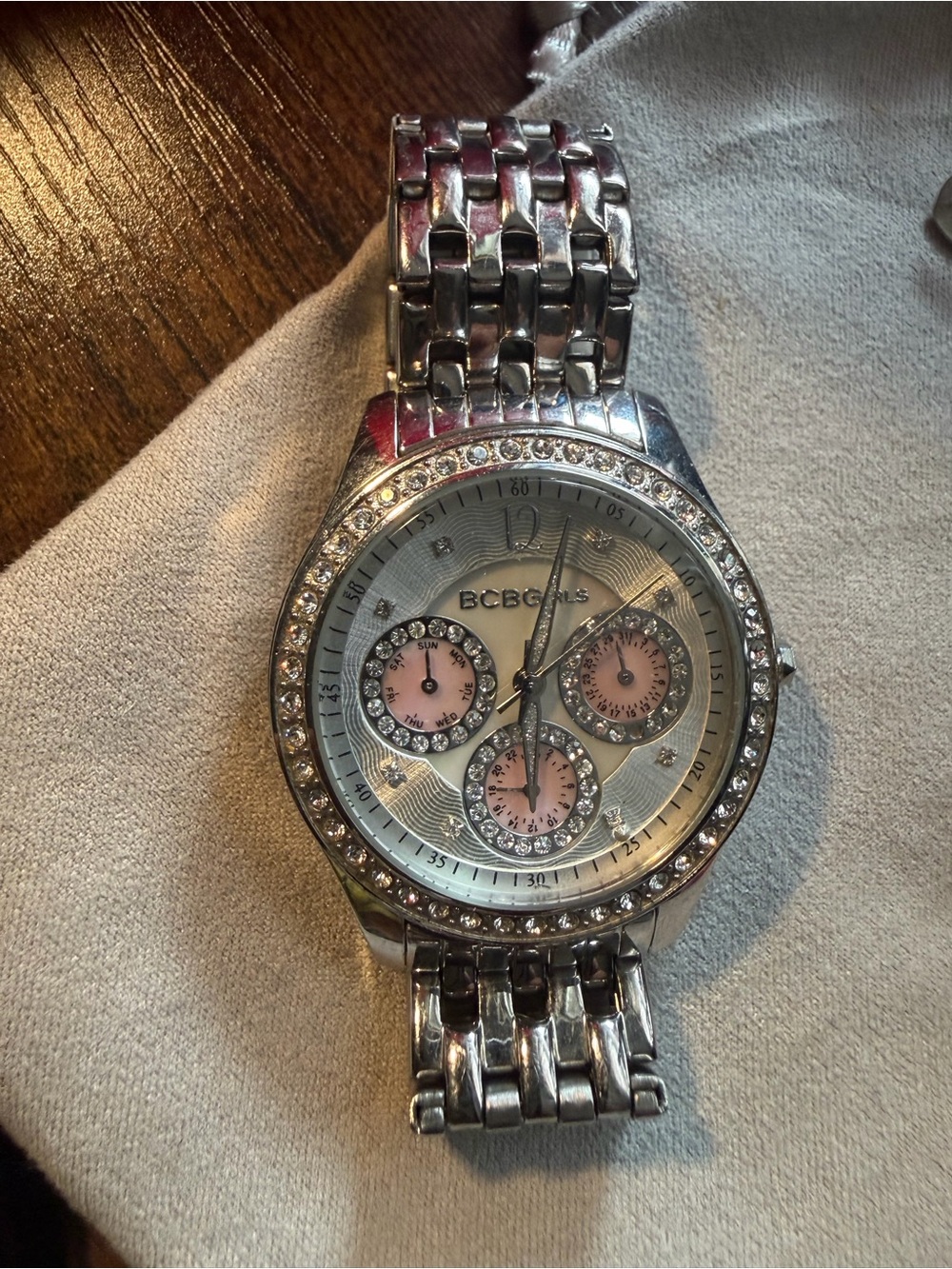 BCBGeneration Silver Watch with Pink Accent Subdials